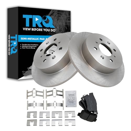 Image of TRQ Rear Brake Pad and Rotor Set Semi Metallic Solid Rotors | For 2002-2003 Honda Civic