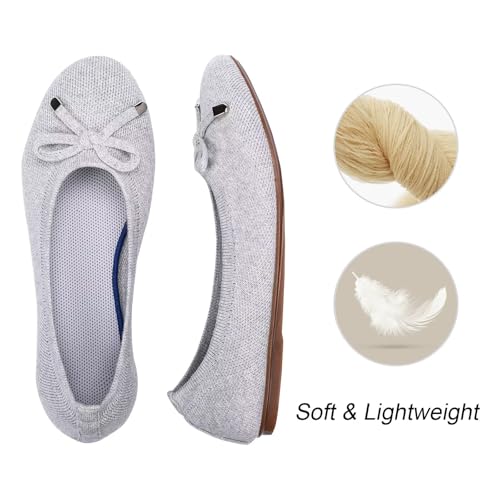 Image of Frank Mully Women's Ballet Flat Shoes Knit Dress Shoes Round Toe Slip On Ballerina Flats for Woman Low Wedge Comfort Soft