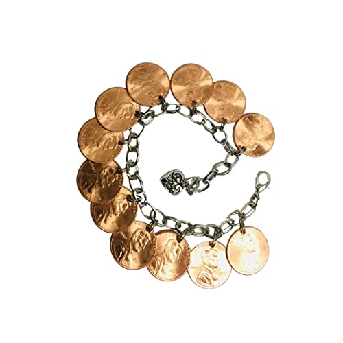 Product Image of the Lucky Penny Charm Bracelet, great Valentine's Day gift, made of shiny new USA Pennies
