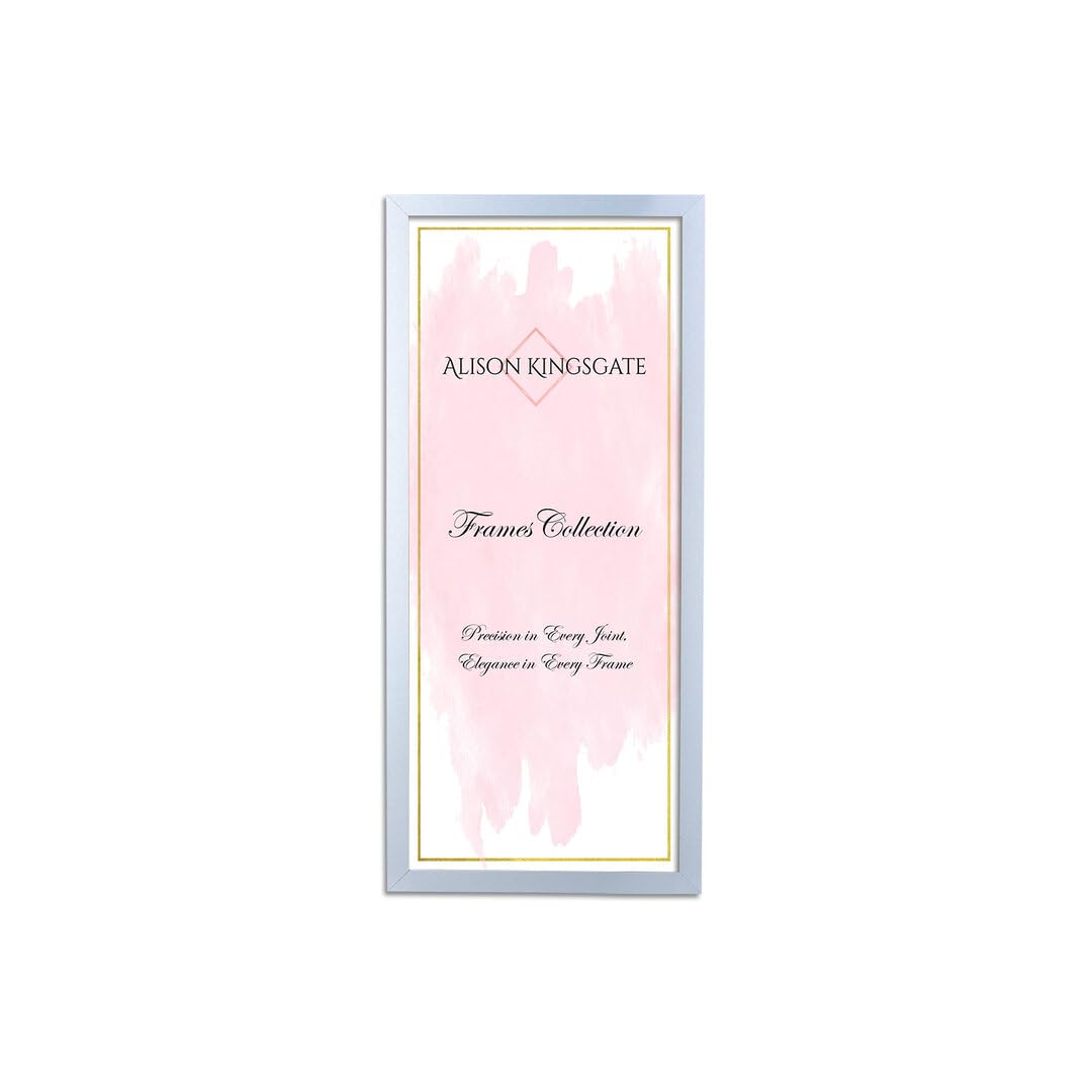 Alison Kingsgate Sleek 24X12 Picture Frame - Engineered Wood with Shatterproof Perspex Front -Perfect for Photos, Posters, Certificates -Suitable for Wall Mount or Tabletop Display - Silver