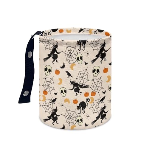 Image of Halloween Skull Spider Web Trash Can - Cartoon Garbage Bin Decoration for Car Interior, Front Seat, Back Seat, Floor, Headrest - Universal Fit for SUV Trucks