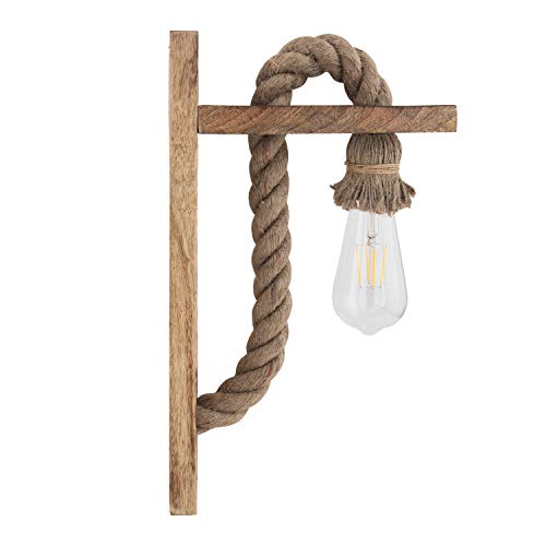Image of Homesake Wooden Rope Wall Lamps, Home Decor Items E27 Holder Lantern Light Vintage Wall Hanging Antique Decorative Fancy Light for Wall Home, Living Room, Bedroom, Wall Decor | Pack of 1