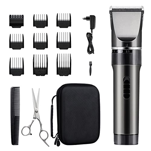 Tondeuse Cheveux Hommes Professionnelle sans Fil Moteur Silencieux Lame Céramique Tondeuse Barbe Rechargeable Coffret pour Hommes Père Mari Enfant Famille