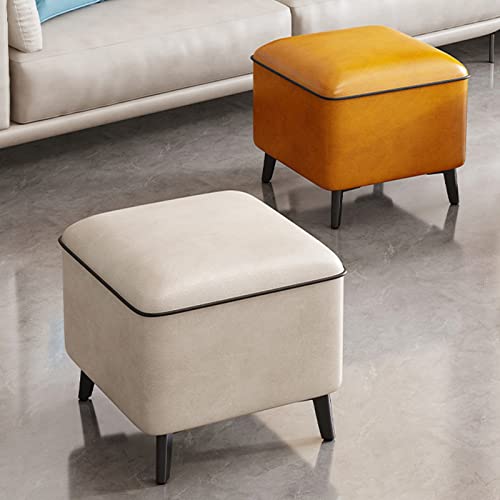 Tabouret ottoman carré touffeté gris clair pour chambre et salon