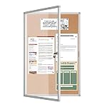 Lockable Bulletin Board Display Case 24x36, Enclosed Cork Board with Acrylic Door & Aluminum Frame, Wall Mounted Notice Board with 2 Keys for Office, School, Hallway, Posters & Flyers