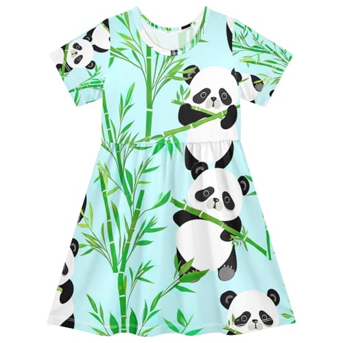 GAIREG Children Girl Dress with Cute Pandas Playfully Botanic Design for Summer and Spring Playwear, 2T