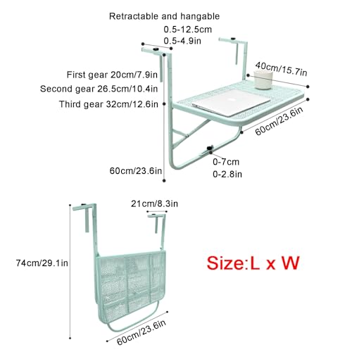 Table suspendue de balcon réglable et pliante pour optimiser l'espace