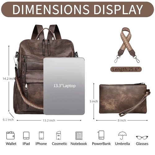 Image of Dora & Liz Womens Backpack Purse Leather Backpack Purse for Women Travel Fashion Backpack Designer Ladies Shoulder Bags