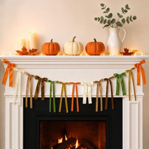 78.7in Hanging Bow Fall Banner, Vintage Fall Garland, Thanksgiving Gifts - image 1
