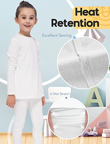 Image of Subuteay Girls Thermal Top Fleece Lined Long Sleeve Undershirts Baselayer for Kids