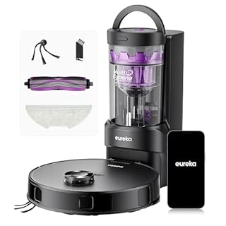EUREKA E20 Evo Plus Robot Aspirateur Laveur avec Station sans Sac Aspiration 10000 Pa Aspirateur Robot Autovidange, Anti Enchevêtrement pour Cheveux Poils d'Animaux, Soulèvement de Serpillière 10mm