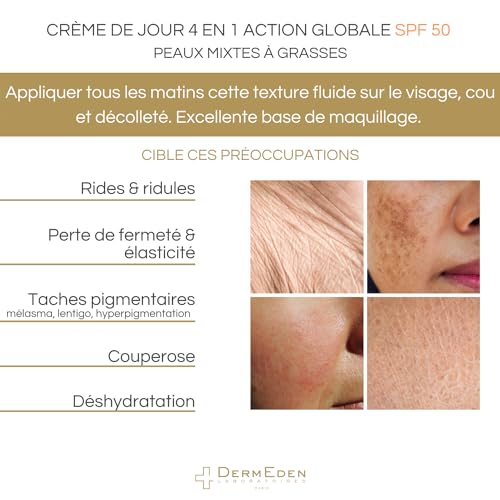 DermEden, Day cream 50 ml for combination to oily skin SPF 50-4 actions in 1 - Image 3