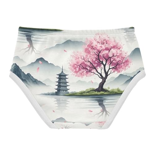 Watercolor Mountains Girls Briefs, Toddler Girl Panties, Cotton Underwear for Girls, 2–8 Years2