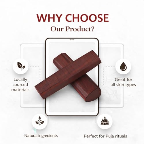 Image of Mysore Sandalwood Stick Pure Original, 100% Natural Chandan for Skincare, Face Pack, Tilak and Puja Rituals (150 Grams Red)