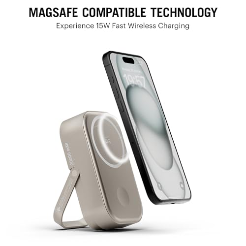 Image of DailyObjects Loop Qi2 Certified 20000 Mah Mag-Safe Compatible Aluminium Wireless Power Bank|Fast Charging| Compatible with Samsung /OnePlus /iPhone 12 /13 /14 /15 /16 /Pro Max|Retractable Stand (Titanium)