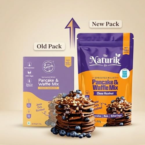 Image of The Naturik Co. Millet Hazelnut Waffle & Pancake Mix 150g | No Maida | Made with Jaggery | No Added Sugar | High Protein & Fiber | Millets Powered | Ready in 2 Minutes | No Preservatives | As Seen On Shark Tank |