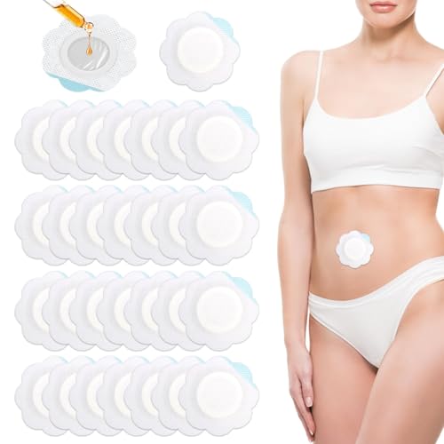 Veximind Castor Oil Patch for Stomach 30pcs Disposable Belly Button Wraps Self-Adhesive Spunlace Cloth Pads for Castor Oil Absorption Leak-Proof & No Wash Design (30)