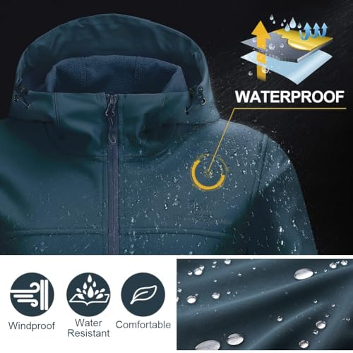 CAMEL CROWN Womens Fleece Lined Softshell Jacket Hooded Waterproof Windproof Lightweight Insulated Winbreaker Hiking Camping2
