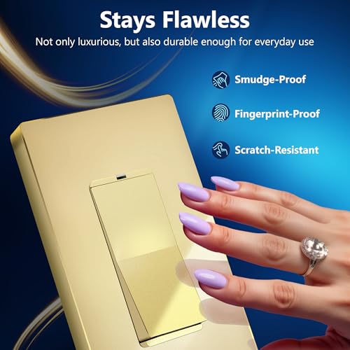 Image of LIDER Decorator Switch Cover, Screwless Wall Plate, Mid-Size 1-Gang 4.88 inch x 3.11 inch, LSWP-31M-GD, UL Listed, Thermoplastic, Matte Gold, 1-Pack