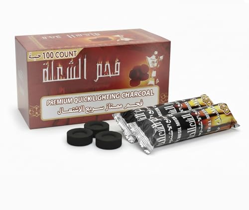 PESCADOR Bakhoor Coal Shola Charcoal Musk 100 Pieces Long Lasting Charcoal Lighting Charcoal Briquettes for Hukkah Sheesha BBQ Grill Preparation Long Lasting for Bakhoor and Incense Burning Black