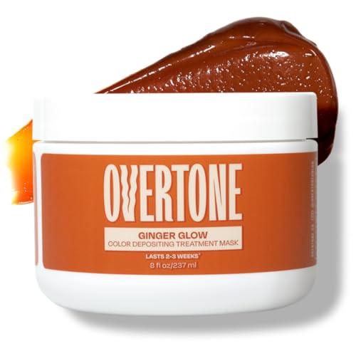 Image of Overtone Semi Permanent Hair Color Conditioner, Ginger Glow, 8 oz, Nourishing, Damage-Free, Color Depositing Mask for All Hair Types with Shea Butter & Coconut Oil, Vegan & Cruelty-Free