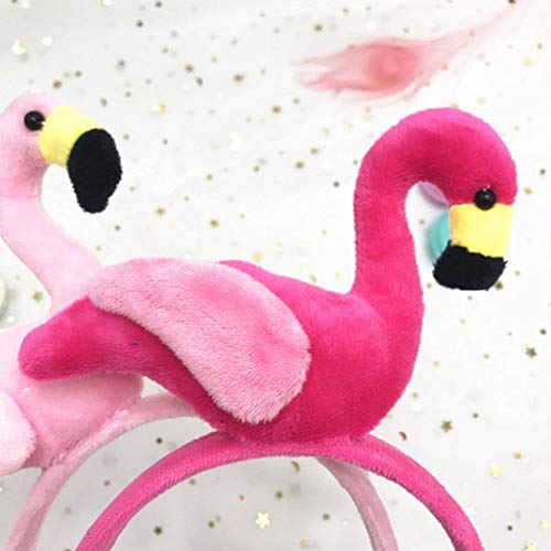 TOYANDONA 2pcs Flamingo Headband, Pink and Rose Red Hair Cute Flamingo Head Hair for Hawaii Party Supplies - Image 2