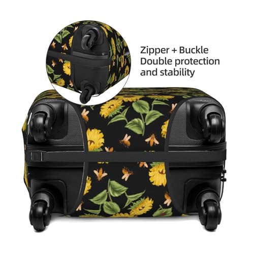Travel Luggage Covers - Bees and Sunflowers Elasticity Suitcase Covers Protector for Luggage 18-32 Inch3