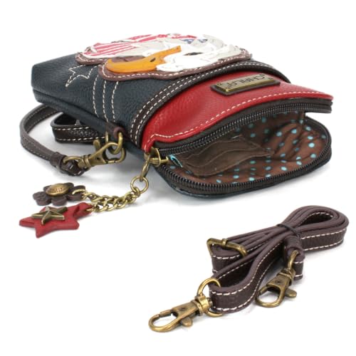 Image of CHALA Bird Collection Cell Phone Crossbody Purse-Women PU Leather /Canvas Multicolor Handbag with Adjustable Strap