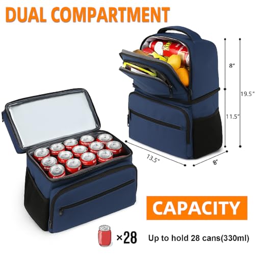 Image of MATEIN Cooler Backpack, 26 Cans Insulated Lunch Backpack for Men Women, Leakproof Double Layer Lunch Cooler Bag Lightweight Soft Lunch Backpack with Cooler Compartment, Beach Camping Hiking Beer Gifts