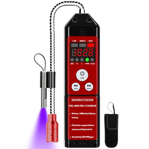 Image of Refrigerant Leak Detector, Aprvtio New Upgrade WJL-6000PRO Freon Leak Detector with Loud Alarm, 1800mAh Rechargeable Battery, Freon Sniffer HVAC Halogen Gas Sniffer for R22 R410A R134A R454B
