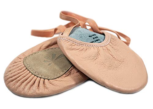 DANCEYOU Girls Womens' Leather Ballet Half Sole Turning Shoes for Jazz Modern Dance Pink, S
