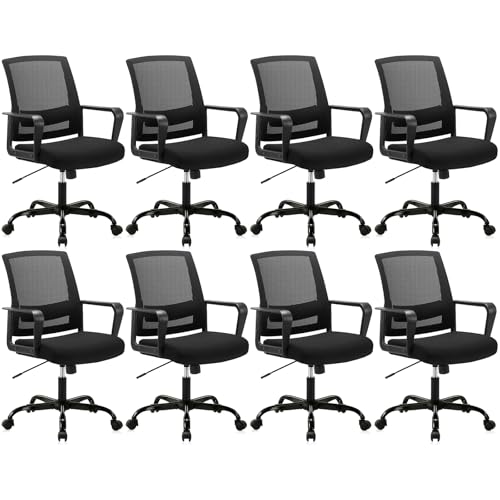 CLATINA Ergonomic Rolling Mesh Desk Chair with Executive Lumbar Support and Adjustable Swivel Design for Home Office Computer Black 8 Pack