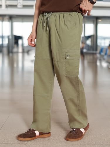 Image of Urbano Fashion Men's Loose Baggy Fit Cargo Jogger Chino Pant with 6 Pockets Stretchable