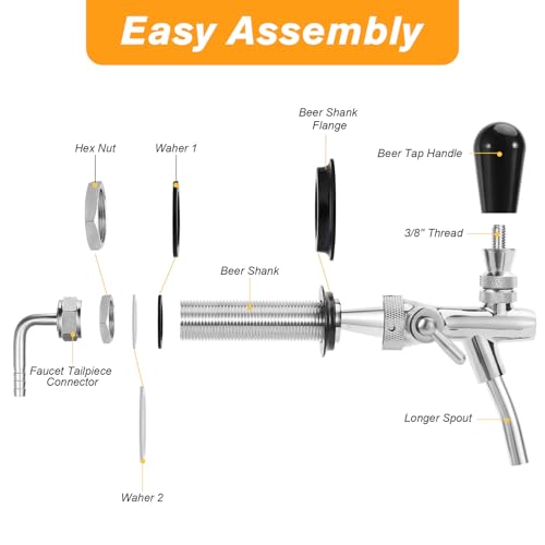 Grifo de cerveza con control de flujo ajustable y núcleo inoxidable 5