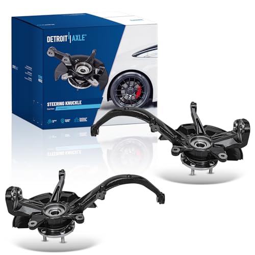 Image of Detroit Axle - Front 2pc Steering Knuckles for 2006-2012 Ford Fusion 2003-2008 Mazda 6 2007-2012 Lincoln MKZ 2006 Zephyr 2006-2011 Mercury Milan, 2 Steering Knuckles & Wheel Bearing Hubs Replacement