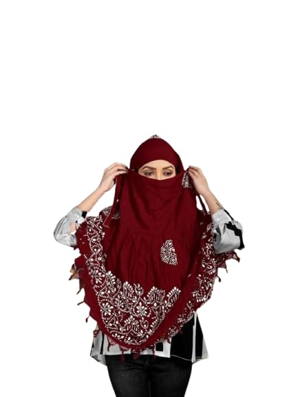 Image of Cotton Long Scarf Cum Mask Scarves Usable for Vehicle Driver | White Printed Design Fabric | Universal Size | Soft & Breathable Sun Protection | For Girl & Women
