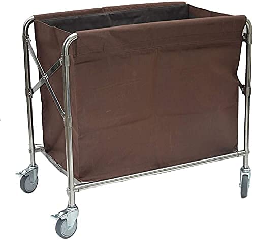 Brown Hotel Laundry Trolley With Wheel Laundry Sorting Trolley With Heavy Duty Removable Fabric Bags Laundry Hamper Basket
