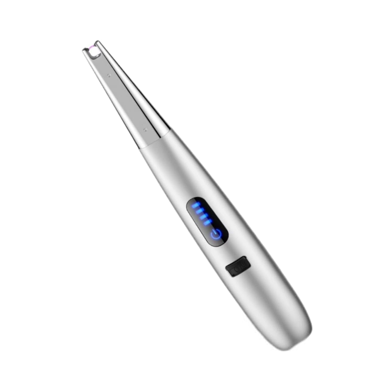 GenericWindproof Rechargeable Electric Lighter, Arc Plasma Candle Lighter, Long Reach, Type-C, Battery Display, Flashlight, Silver, Modern Style, Plastic Core