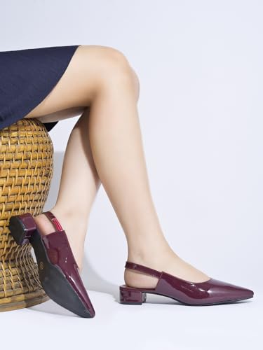 Image of Solid Pointed Toe Pumps for Women Dress Pumps with Mid Heel for Party, Office & Formal Footwear