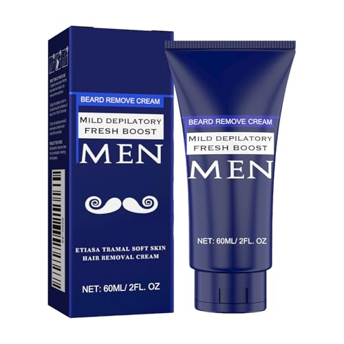 Crema Depilatoria para Piel Sensible | 60ml Crema Depilatoria para Vello Corporal Masculino No Deseado | Eliminación Facial y Afeitado para Brazos Espalda Pecho Zona Íntima | Piel Sensible Facial