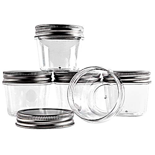 Novelinks 4 Ounce Clear Plastic Jars Containers With Screw On Lids - Refillable Round Empty Plastic Slime Storage Containers For Kitchen & Household Storage - Bpa Free (20 Pack) #TOP2