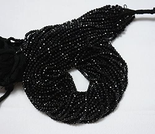 Spinelle noire facettée de 3mm en lot de 10 fils pour joaillerie de luxe