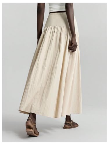 MakeMeChic Women's A Line Long Skirt Ruffled Flared Hem Fall Skirts Vacation Outfits3