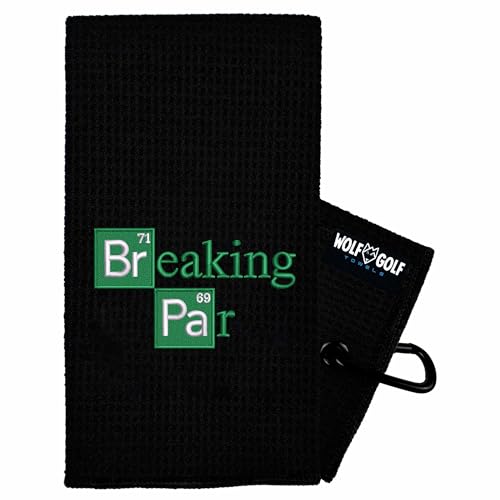 Wolf Breaking Par Embroidered Funny Towel - Golf Bag Accessory