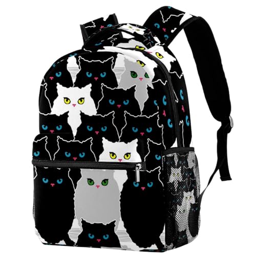 Sac à dos motif chats noirs et blancs multicolore pour fille et garçon