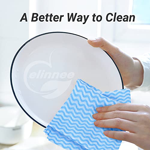 Elinnee Reusable Cleaning Cloths Dish Paper Towels, Domestic Cleaning Towels, Multipurpose Quick-Dry Rag Dish Cloths Heavy Duty Handy Wipes For Kitchen 25 Count 14.2"X15.7", Blue #TOP5