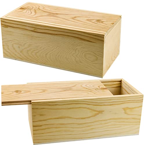 Billioteam 2 Pack Unfinished Wood Storage Box With Slide Lid,Blank Natural Wood Box Case Container For Christmas,Wedding,Party,Gift Jewelry Box,Diy Craft,Hobbies,Home Storage(7.87" X 3.94" X 3.15") #TOP6