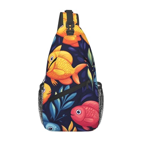Mochila cruzada ligera con patrón Ocean Fish Seaweed miniatura 1