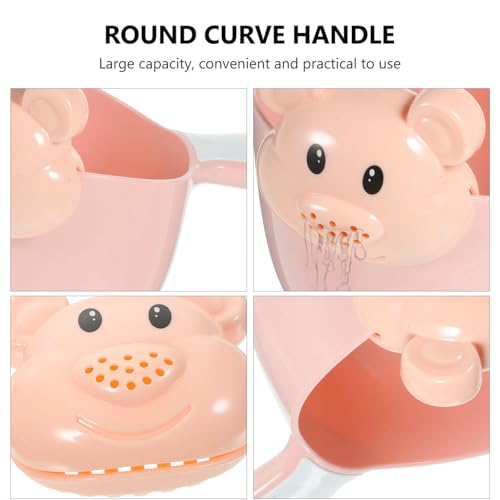 Image of Kisangel Baby Shampoo Rinse Cup Baby Bath Rinser for Hair Washing Thickened Pp Material Round Handle Cartoon Bear Flower Sprinkle Head Large Capacity Bathroom Wash Cup for Infants