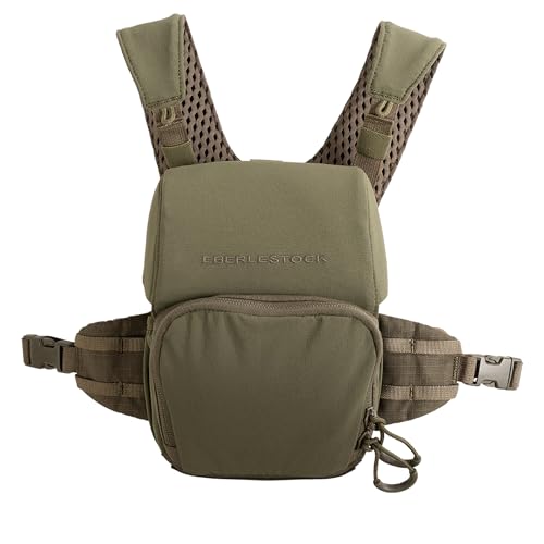 Eberlestock Bravo Modular Bino Pack Magnetic-Free Hunting Binocular Harness with Quiet Shock Cord Closure MOLLE Compatible Breathable Air-Mesh Straps Military Green Large